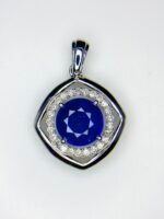 GIL Certified White Gold 14K 1.87 Gram Natural Sapphire Gemstone Pendant - Image 2