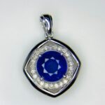 GIL Certified White Gold 14K 1.87 Gram Natural Sapphire Gemstone Pendant