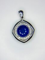 GIL Certified White Gold 14K 1.87 Gram Natural Sapphire Gemstone Pendant - Image 7