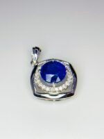 GIL Certified White Gold 14K 1.87 Gram Natural Sapphire Gemstone Pendant - Image 8