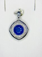 GIL Certified White Gold 14K 1.87 Gram Natural Sapphire Gemstone Pendant - Image 9