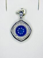 GIL Certified White Gold 14K 1.87 Gram Natural Sapphire Gemstone Pendant - Image 10