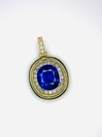 GIL Certified Yellow Gold 14K 1.45 Gram Natural Sapphire Gemstone Pendant - Image 2