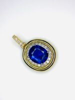 GIL Certified Yellow Gold 14K 1.45 Gram Natural Sapphire Gemstone Pendant - Image 3