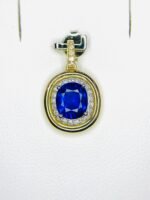 GIL Certified Yellow Gold 14K 1.45 Gram Natural Sapphire Gemstone Pendant - Image 8