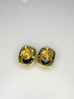GIL Certified Yellow Gold 14K 1.73 Gram Natural Sapphire Gemstone Earrings - Image 8