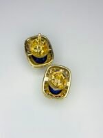 GIL Certified Yellow Gold 14K 1.73 Gram Natural Sapphire Gemstone Earrings - Image 9