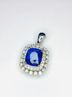 GIL Certified White Gold 14K 1.60 Gram Natural Sapphire Gemstone Pendant - Image 3