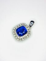 GIL Certified White Gold 14K 1.60 Gram Natural Sapphire Gemstone Pendant - Image 4