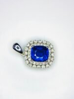 GIL Certified White Gold 14K 1.60 Gram Natural Sapphire Gemstone Pendant - Image 5