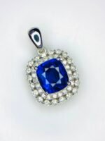 GIL Certified White Gold 14K 1.60 Gram Natural Sapphire Gemstone Pendant - Image 6