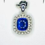 GIL Certified White Gold 14K 1.60 Gram Natural Sapphire Gemstone Pendant