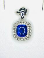 GIL Certified White Gold 14K 1.60 Gram Natural Sapphire Gemstone Pendant