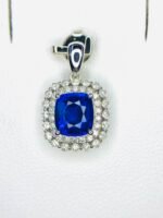 GIL Certified White Gold 14K 1.60 Gram Natural Sapphire Gemstone Pendant - Image 8