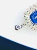GIL Certified White Gold 14K 1.60 Gram Natural Sapphire Gemstone Pendant - Image 9