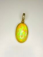 GIL Certified Yellow Gold 18K 1.16 Gram Natural Opal Cabochon Pendant - Image 2