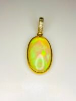 GIL Certified Yellow Gold 18K 1.16 Gram Natural Opal Cabochon Pendant - Image 3