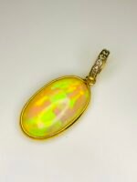 GIL Certified Yellow Gold 18K 1.16 Gram Natural Opal Cabochon Pendant - Image 5