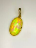 GIL Certified Yellow Gold 18K 1.16 Gram Natural Opal Cabochon Pendant - Image 6