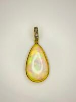 GIL Certified Yellow Gold 18K 1.24 Gram Natural Opal Cabochon Pendant - Image 5