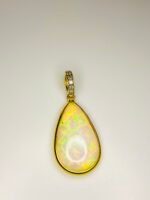 GIL Certified Yellow Gold 18K 1.24 Gram Natural Opal Cabochon Pendant - Image 6