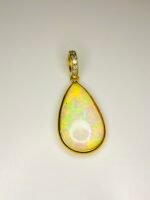 GIL Certified Yellow Gold 18K 1.24 Gram Natural Opal Cabochon Pendant - Image 7