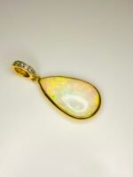 GIL Certified Yellow Gold 18K 1.24 Gram Natural Opal Cabochon Pendant - Image 8