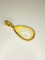 GIL Certified Yellow Gold 18K 1.24 Gram Natural Opal Cabochon Pendant - Image 9