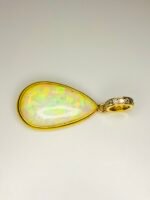 GIL Certified Yellow Gold 18K 1.24 Gram Natural Opal Cabochon Pendant - Image 10
