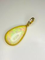 GIL Certified Yellow Gold 18K 1.24 Gram Natural Opal Cabochon Pendant - Image 11