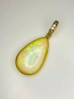 GIL Certified Yellow Gold 18K 1.24 Gram Natural Opal Cabochon Pendant - Image 12