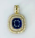 GIL Certified Yellow Gold 14K 1.69 Grams Natural Sapphire Gemstone Pendant - Image 2