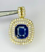 GIL Certified Yellow Gold 14K 1.69 Grams Natural Sapphire Gemstone Pendant - Image 3