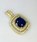 GIL Certified Yellow Gold 14K 1.69 Grams Natural Sapphire Gemstone Pendant - Image 4