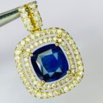 GIL Certified Yellow Gold 14K 1.69 Grams Natural Sapphire Gemstone Pendant