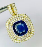 GIL Certified Yellow Gold 14K 1.69 Grams Natural Sapphire Gemstone Pendant