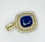 GIL Certified Yellow Gold 14K 1.69 Grams Natural Sapphire Gemstone Pendant - Image 9