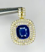 GIL Certified Yellow Gold 14K 1.69 Grams Natural Sapphire Gemstone Pendant - Image 10