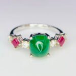 GIL Certified White Gold 14K 1.96 Grams Natural Emerald &  Ruby Gemstone Ring