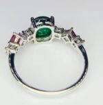 GIL Certified White Gold 14K 1.96 Grams Natural Emerald &  Ruby Gemstone Ring - Image 5