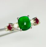 GIL Certified White Gold 14K 1.96 Grams Natural Emerald &  Ruby Gemstone Ring - Image 7