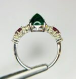 GIL Certified White Gold 14K 1.96 Grams Natural Emerald &  Ruby Gemstone Ring - Image 8