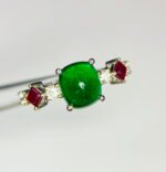 GIL Certified White Gold 14K 1.96 Grams Natural Emerald &  Ruby Gemstone Ring - Image 9