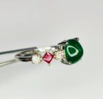 GIL Certified White Gold 14K 1.96 Grams Natural Emerald &  Ruby Gemstone Ring - Image 10