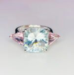 GIL Certified White Gold 14K 4.16 Grams Natural Aquamarine & Morganite Gemstone Ring