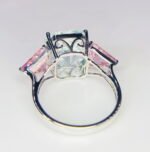 GIL Certified White Gold 14K 4.16 Grams Natural Aquamarine & Morganite Gemstone Ring - Image 5