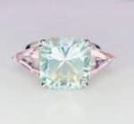 GIL Certified White Gold 14K 4.16 Grams Natural Aquamarine & Morganite Gemstone Ring - Image 7