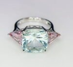 GIL Certified White Gold 14K 4.16 Grams Natural Aquamarine & Morganite Gemstone Ring - Image 8