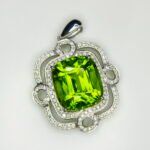 GIL Certified White Gold 14K 5.85 Grams Natural Peridot Gemstone Pendant