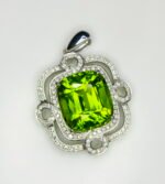 GIL Certified White Gold 14K 5.85 Grams Natural Peridot Gemstone Pendant